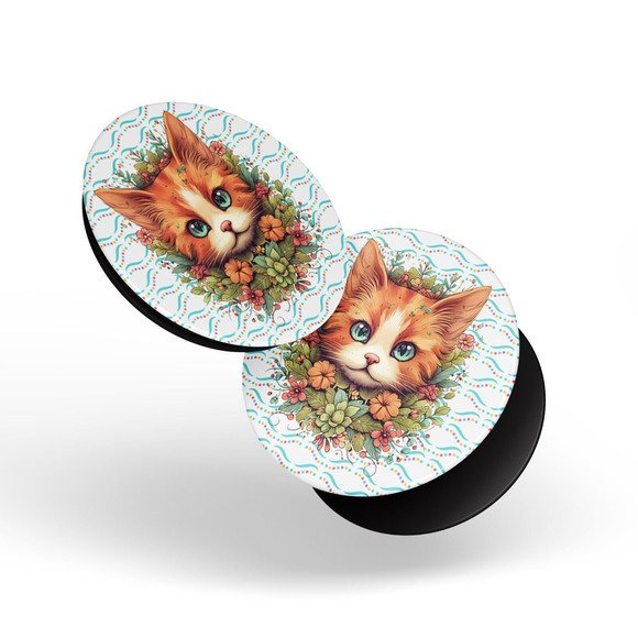 Pop Sockets for Phone Floral Kitty Cat Watercolor Grip & Stand Swappable Design - Picture 6 of 8